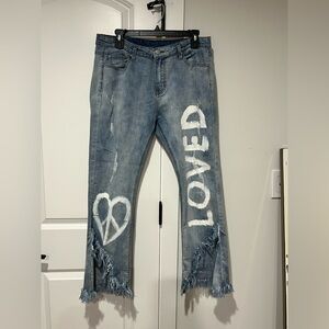 High Rise Blue Distressed Jeans